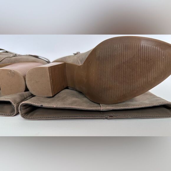 JUST FAB Sora Taupe Suede Block Heeled Boot Size 8 - Picture 8 of 15